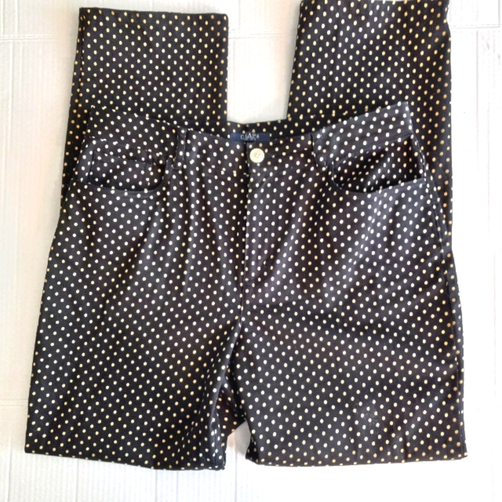 Chaps size 8 blue & tan polka dot women's pants